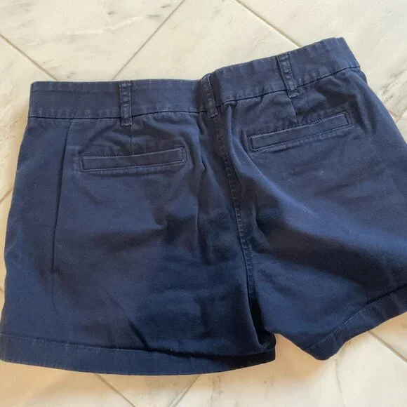 J.Crew size 8 Chino Cotton Twill Shorts Women Navy Blue Casual Pockets Zip Fly - Picture 4 of 5